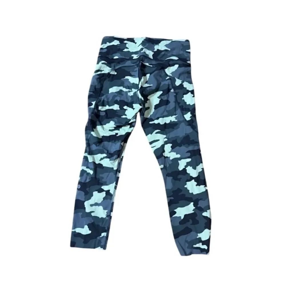 Lululemon Align High Rise Crop Camo Leggings Green Lime Size 8